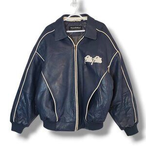 Vintage Pelle Pelle Marc Buchanan Heavy Leather Bomber Jacket Blue Size XL